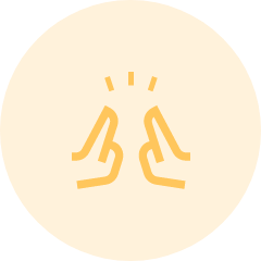 手をタッチすることを想起させるイメージアイコン